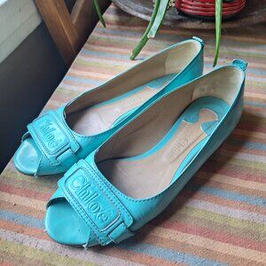 Chloé patent leather peep toe ballet flats